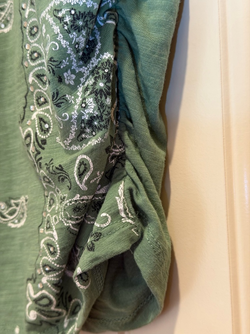 Lane Bryant Olive Green Bandana-Print Short Sleeve Tee - Picture 7 of 10